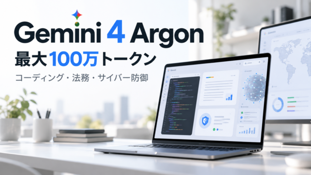【Google「Gemini 4 Argon」発表】最大100万トークン出力、コーディング・法務・サイバー防御を強化